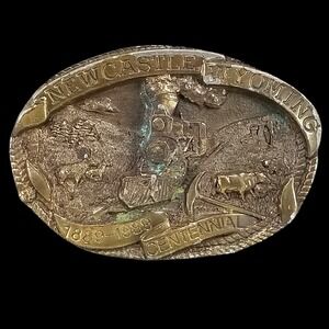 Newcastle Wyoming Centennial Belt Buckle 1889 1989 Limited Edition Dart‎ Inc USA